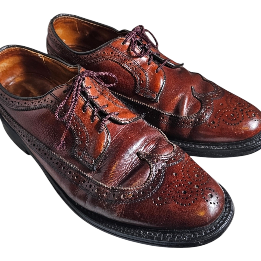 British Walkers Brown Leather Wingtip Derby Shoes Vintage Made In USA Size 10 E